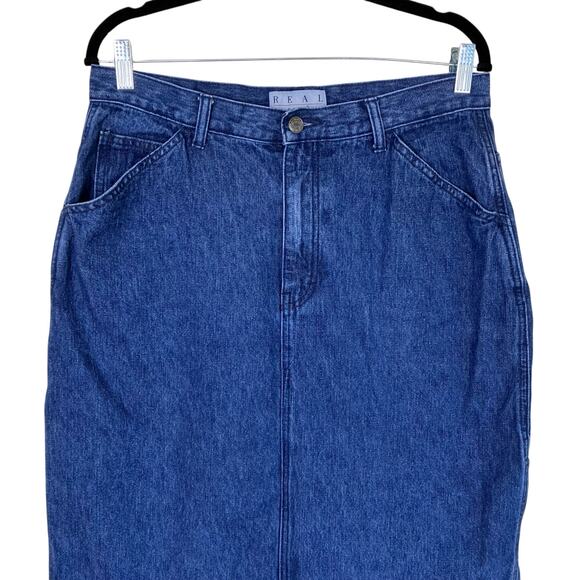 Real Comfort Vintage 90s Carpenter Style Denim Skirt Maxi Length Sz 14 Petite - Picture 2 of 14